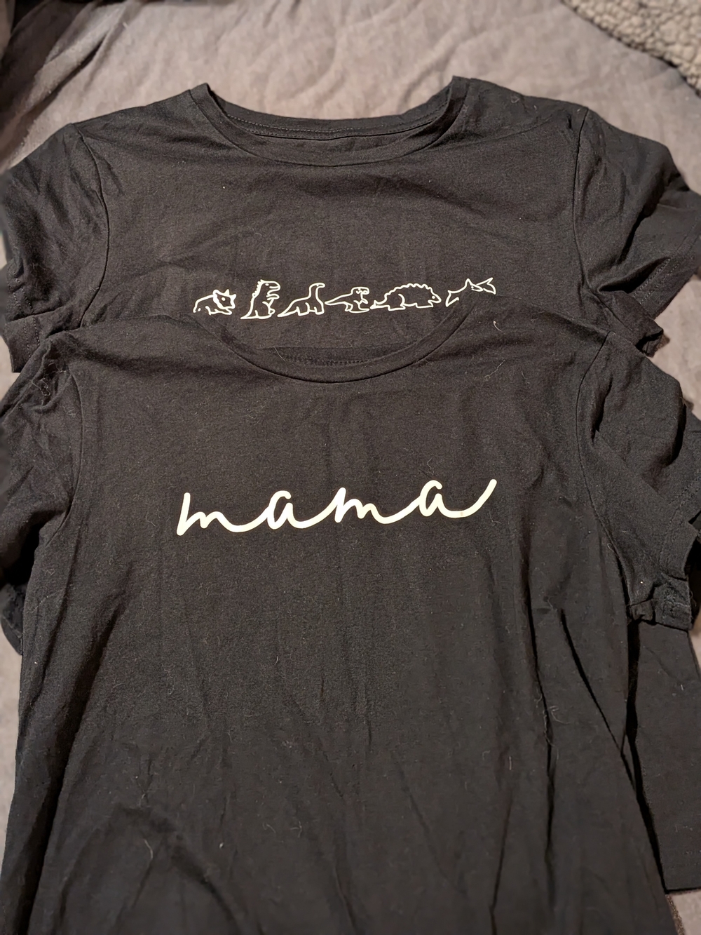 Mama And Dinosaur Graphic Tee - Black